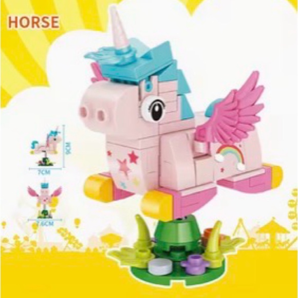 New Pink Unicorn Building Toy Set